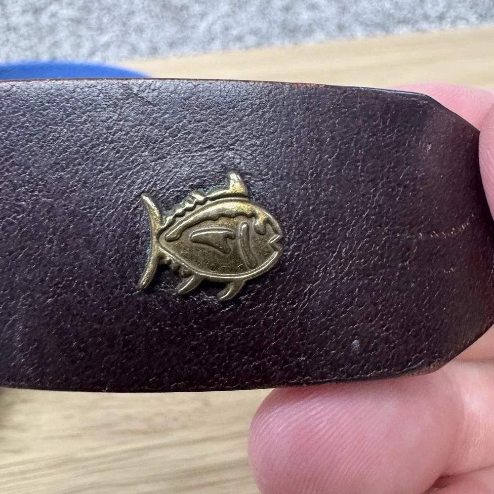 Southern Tide Belt Men's Size 32 Leather Canvas Webbed Golf Stretch Blue Yellow